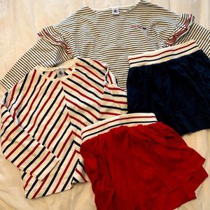 Petit Bateau - shirt/skirts sets x2